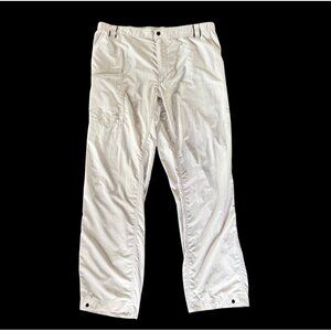 True Flies Men's XL Lightweight Nylon Pants Off White Bottom Button Closure